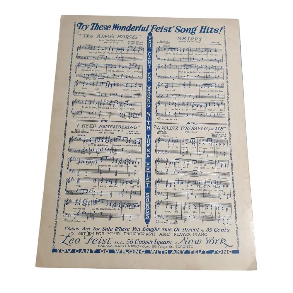 Vintage 1931 Sheet Music Moonlight Saving Time Irving Kahal Leo Feist Piano